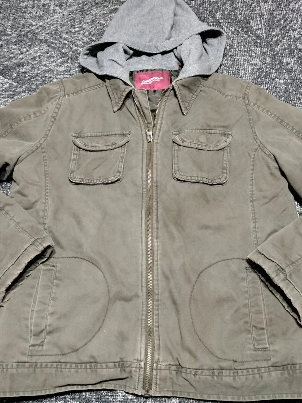Arizona Jean Co Jacket Boys XXL 18 Regular Olive Army Green Full Zip Up Hooded